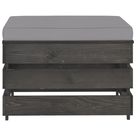 vidaXL Ottomana Modulare con Cuscino in Legno Impregnato Grigio