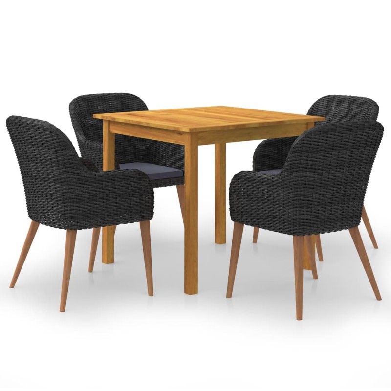 vidaXL Set Mobili da Pranzo per Giardino 5 pz Nero vidaXL Set Mobili da Pranzo per Giardino 5 pz Nero