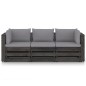 vidaXL Divano da Giardino 3 Posti con Cuscini Legno Impregnato Grigio
