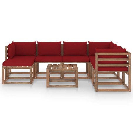 vidaXL Set Divani da Giardino 8 pz con Cuscini Rosso Vino