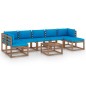 vidaXL Set Salotto da Giardino 8 pz con Cuscini Blu Chiaro vidaXL Set Salotto da Giardino 8 pz con Cuscini Blu Chiaro
