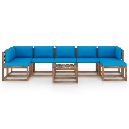 vidaXL Set Salotto da Giardino 8 pz con Cuscini Blu Chiaro