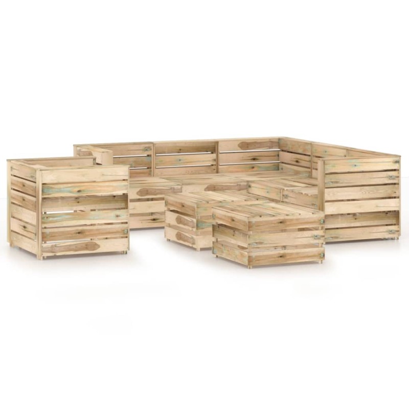 vidaXL Set Salotto da Giardino 8 pz in Legno di Pino Impregnato Verde vidaXL Set Salotto da Giardino 8 pz in Legno di Pino Impregnato Verde