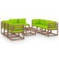vidaXL Set Divani da Giardino 9 pz con Cuscini Verde Brillante vidaXL Set Divani da Giardino 9 pz con Cuscini Verde Brillante