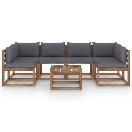 vidaXL Set Salotto Giardino Pallet con Cuscini 7 pz in Pino Impregnato