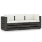 vidaXL Divano da Giardino 3 Posti con Cuscini Legno Impregnato Grigio vidaXL Divano da Giardino 3 Posti con Cuscini Legno Impregnato Grigio