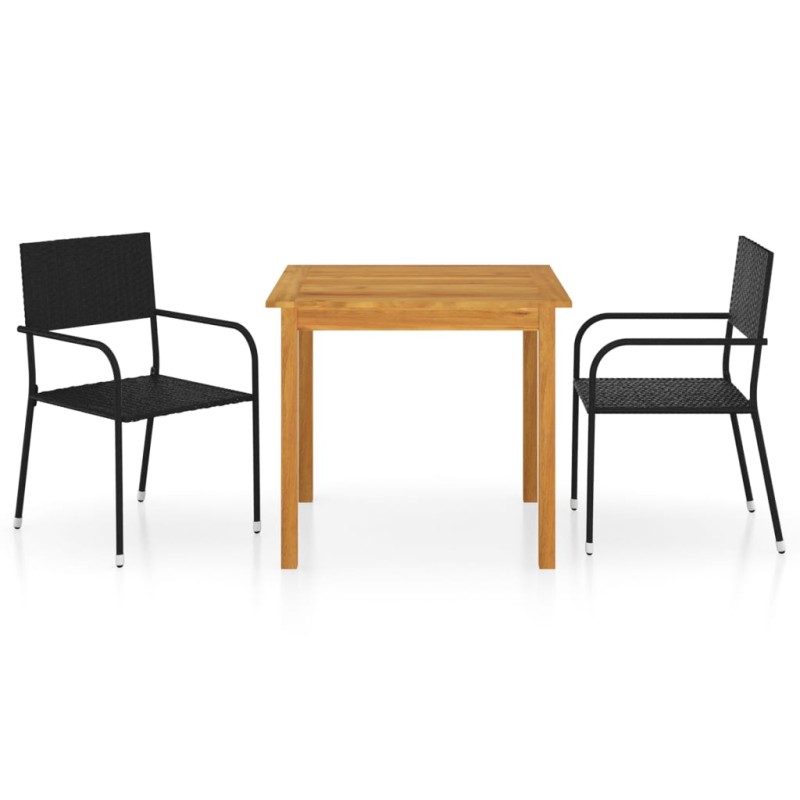 vidaXL Set Mobili da Pranzo per Giardino 3 pz Nero vidaXL Set Mobili da Pranzo per Giardino 3 pz Nero