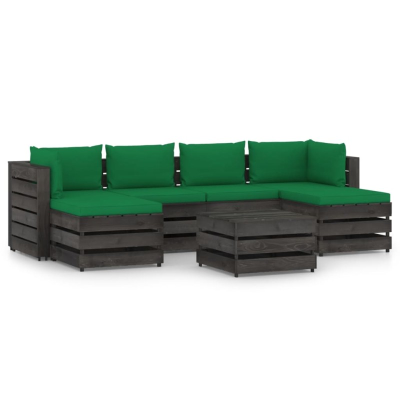 vidaXL Set Salotto da Giardino 7pz con Cuscini Legno Impregnato Grigio vidaXL Set Salotto da Giardino 7pz con Cuscini Legno Impregnato Grigio