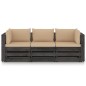 vidaXL Divano da Giardino 3 Posti con Cuscini Legno Impregnato Grigio vidaXL Divano da Giardino 3 Posti con Cuscini Legno Impregnato Grigio