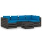 vidaXL Set Salotto da Giardino con Cuscini 7pz Legno Impregnato Grigio vidaXL Set Salotto da Giardino con Cuscini 7pz Legno Impregnato Grigio