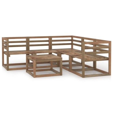 vidaXL Set Salotto da Giardino 6pz in Legno di Pino Impregnato Marrone