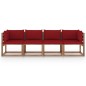 vidaXL Divano Giardino Pallet a 4 Posti Cuscini Legno Pino Impregnato vidaXL Divano Giardino Pallet a 4 Posti Cuscini Legno Pino Impregnato