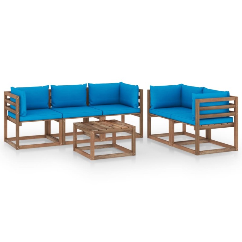 vidaXL Set Salotto da Giardino 6 pz con Cuscini Blu Chiaro