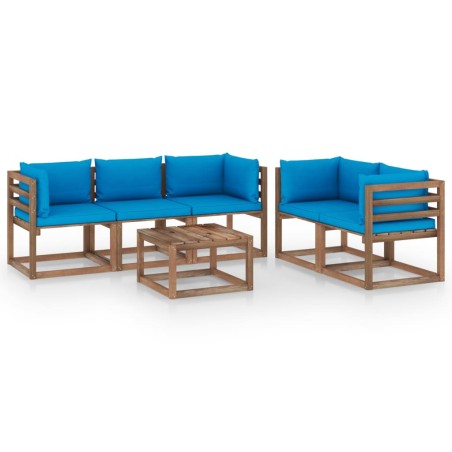 vidaXL Set Salotto da Giardino 6 pz con Cuscini Blu Chiaro