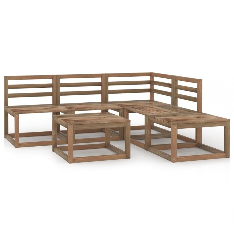 vidaXL Set Salotto da Giardino 6pz in Legno di Pino Impregnato Marrone vidaXL Set Salotto da Giardino 6pz in Legno di Pino Impregnato Marrone