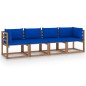 vidaXL Divano Giardino Pallet a 4 Posti Cuscini Legno Pino Impregnato vidaXL Divano Giardino Pallet a 4 Posti Cuscini Legno Pino Impregnato