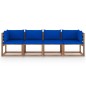 vidaXL Divano Giardino Pallet a 4 Posti Cuscini Legno Pino Impregnato vidaXL Divano Giardino Pallet a 4 Posti Cuscini Legno Pino Impregnato