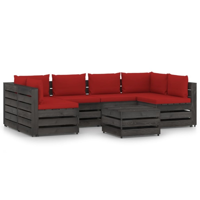 vidaXL Set Salotto da Giardino con Cuscini 7pz Legno Impregnato Grigio vidaXL Set Salotto da Giardino con Cuscini 7pz Legno Impregnato Grigio