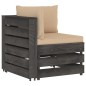 vidaXL Divano Angolare Modulare con Cuscini in Legno Impregnato Grigio vidaXL Divano Angolare Modulare con Cuscini in Legno Impregnato Grigio