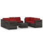 vidaXL Set Salotto da Giardino con Cuscini 9pz Legno Impregnato Grigio vidaXL Set Salotto da Giardino con Cuscini 9pz Legno Impregnato Grigio