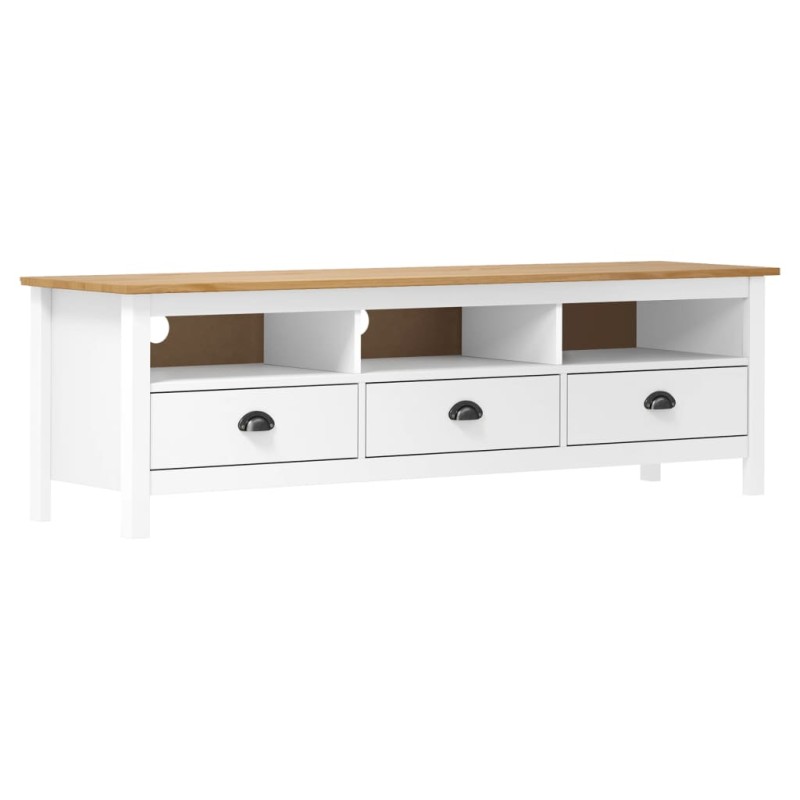 Mobile Porta TV Hill Bianco 158x40x47 cm in Legno di Pino Mobile Porta TV Hill Bianco 158x40x47 cm in Legno di Pino