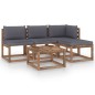 vidaXL Set Salotto Giardino Pallet Cuscini 5 pz Legno Pino Impregnato vidaXL Set Salotto Giardino Pallet Cuscini 5 pz Legno Pino Impregnato