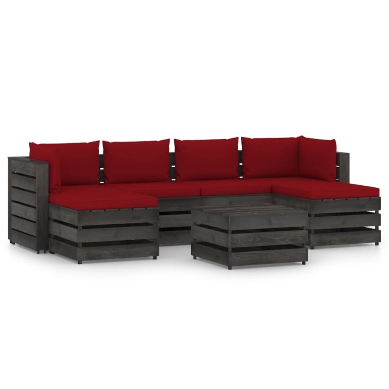 vidaXL Set Salotto da Giardino 7pz con Cuscini Legno Impregnato Grigio vidaXL Set Salotto da Giardino 7pz con Cuscini Legno Impregnato Grigio