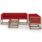 vidaXL Set Salotto da Giardino 6 pz con Cuscini Rossi
