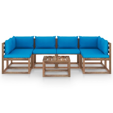 vidaXL Set Salotto Giardino Pallet con Cuscini 7 pz in Pino Impregnato