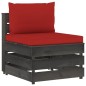 vidaXL Divano da Giardino 3 Posti con Cuscini Legno Impregnato Grigio vidaXL Divano da Giardino 3 Posti con Cuscini Legno Impregnato Grigio