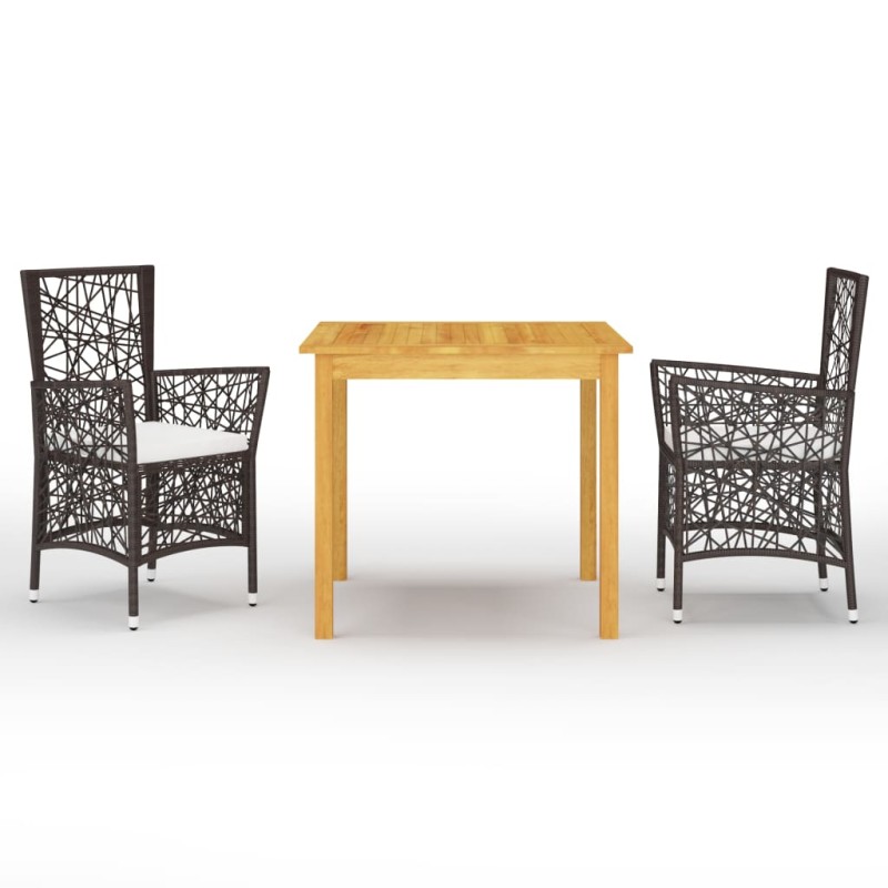 vidaXL Set Mobili da Pranzo per Giardino 3 pz Marrone vidaXL Set Mobili da Pranzo per Giardino 3 pz Marrone