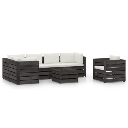 vidaXL Set Salotto da Giardino con Cuscini 7pz Legno Impregnato Grigio