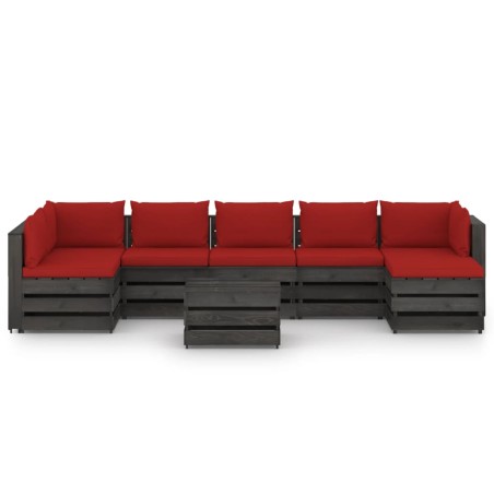 vidaXL Set Divani da Giardino con Cuscini 8 pz Legno Impregnato Grigio
