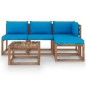vidaXL Set Salotto Giardino Pallet Cuscini 5 pz Legno Pino Impregnato vidaXL Set Salotto Giardino Pallet Cuscini 5 pz Legno Pino Impregnato