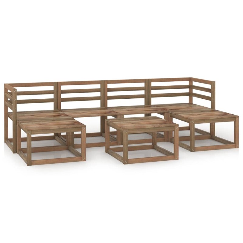 vidaXL Set Salotto da Giardino 7pz in Legno di Pino Impregnato Marrone vidaXL Set Salotto da Giardino 7pz in Legno di Pino Impregnato Marrone