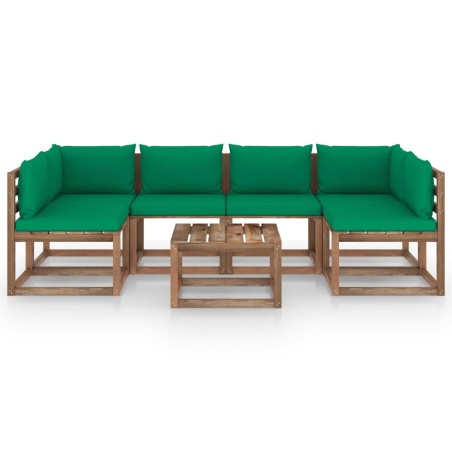 vidaXL Set Salotto Giardino Pallet con Cuscini 7 pz in Pino Impregnato