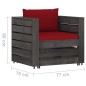 vidaXL Set Salotto da Giardino 2pz con Cuscini Legno Impregnato Grigio