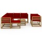 vidaXL Set Divani da Giardino 10 pz con Cuscini Rosso Vino vidaXL Set Divani da Giardino 10 pz con Cuscini Rosso Vino