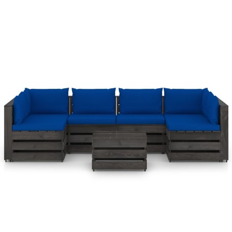 vidaXL Set Salotto da Giardino con Cuscini 7pz Legno Impregnato Grigio