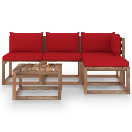 vidaXL Set Salotto Giardino Pallet Cuscini 5 pz Legno Pino Impregnato