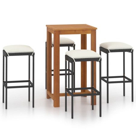 vidaXL Set da Bar da Giardino 5 pz con Cuscini Nero