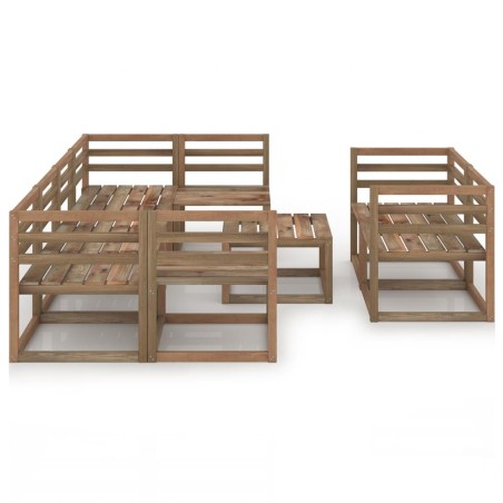 vidaXL Set Salotto da Giardino 9pz in Legno di Pino Impregnato Marrone