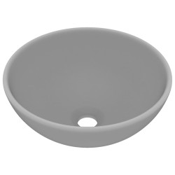 Lavandino Lusso Rotondo Grigio Chiaro Opaco 32,5x14 cm Ceramica