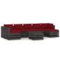 vidaXL Set Salotto da Giardino con Cuscini 8pz Legno Impregnato Grigio vidaXL Set Salotto da Giardino con Cuscini 8pz Legno Impregnato Grigio