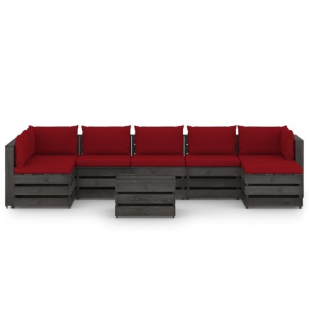 vidaXL Set Salotto da Giardino con Cuscini 8pz Legno Impregnato Grigio