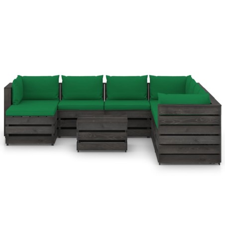 vidaXL Set Salotto da Giardino con Cuscini 9pz Legno Impregnato Grigio