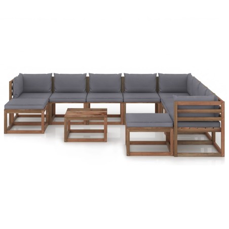 vidaXL Set Divani da Giardino con Cuscini 11 pz Antracite