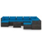 vidaXL Set Salotto Giardino con Cuscini 11 pz Legno Impregnato Grigio vidaXL Set Salotto Giardino con Cuscini 11 pz Legno Impregnato Grigio