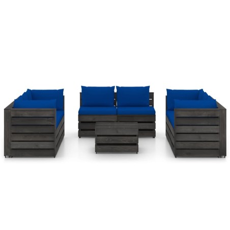 vidaXL Set Salotto da Giardino con Cuscini 9pz Legno Impregnato Grigio