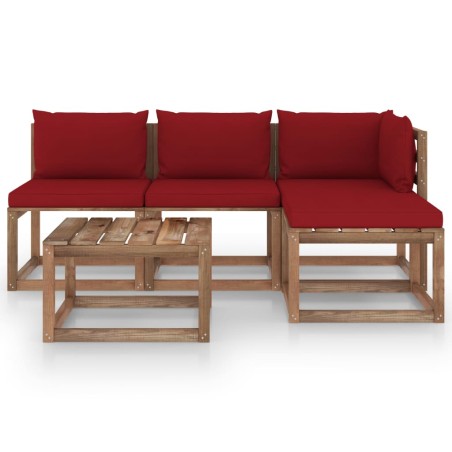 vidaXL Set Salotto Giardino Pallet Cuscini 5 pz Legno Pino Impregnato